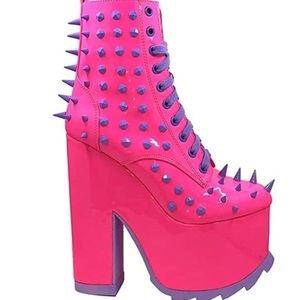 YRU Hot Pink Night Terror Platform Heels Dolls Kill Size 9